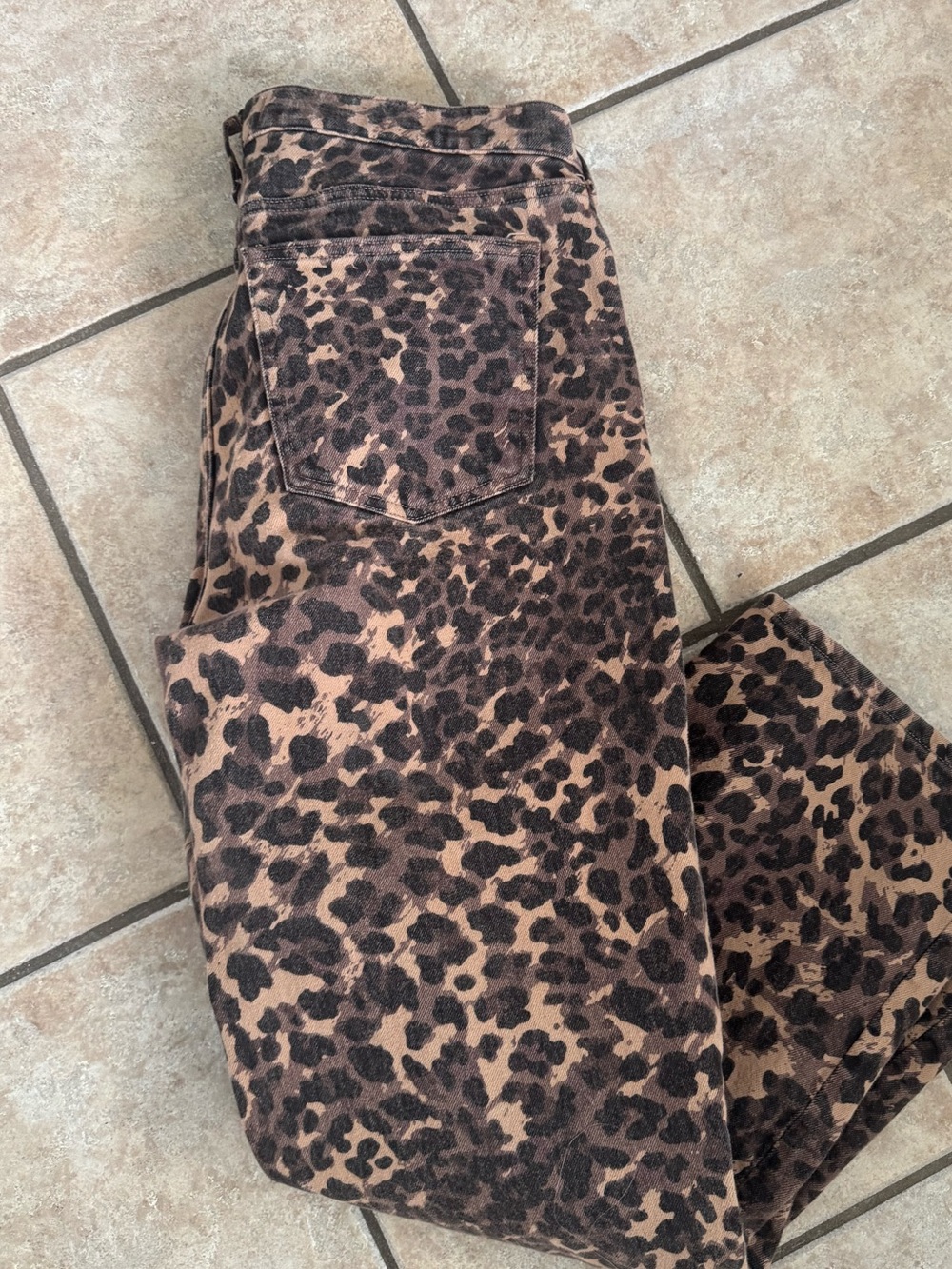 Abercrombie & Fitch Leopard-Print Baggy Jeans — Brown & Black